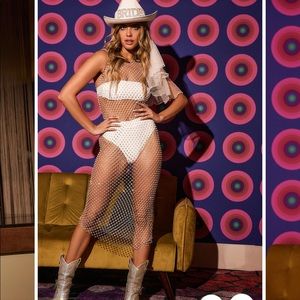 12th Tribe Showtime White Rhinestone Maxi Dress Size Small